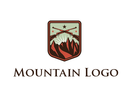 rifles with mountains in badge