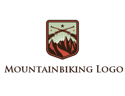 rifles with mountains in badge