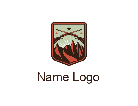 rifles with mountains in badge