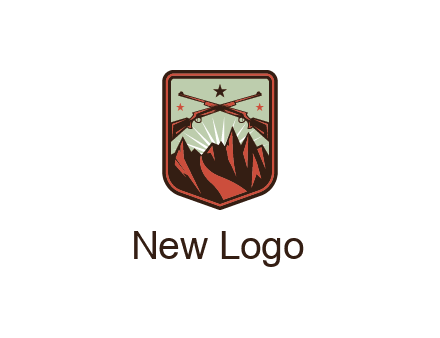 rifles with mountains in badge
