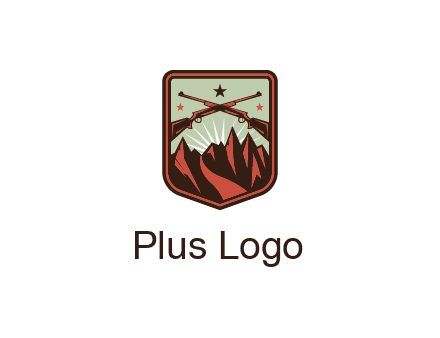 rifles with mountains in badge