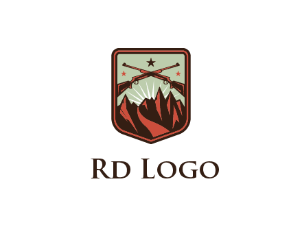 rifles with mountains in badge