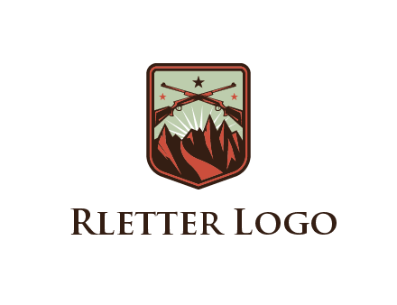 rifles with mountains in badge