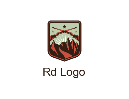 rifles with mountains in badge