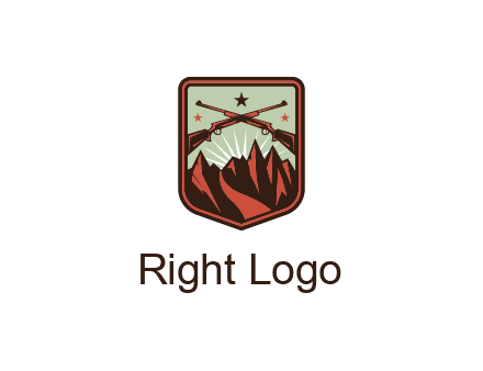 rifles with mountains in badge