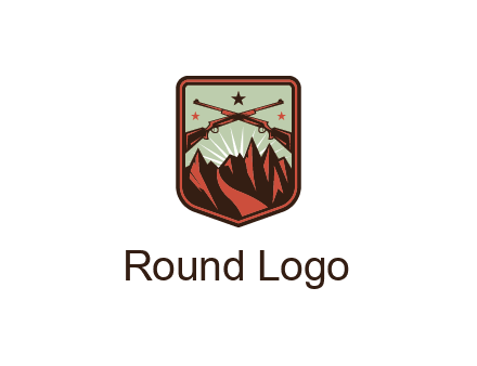 rifles with mountains in badge