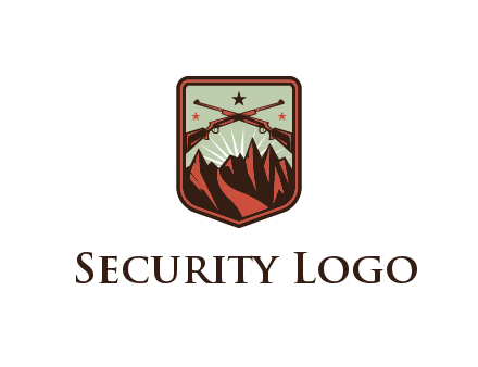 rifles with mountains in badge