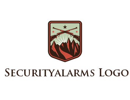 rifles with mountains in badge