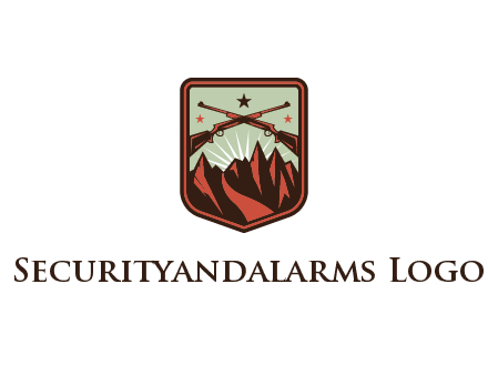 rifles with mountains in badge