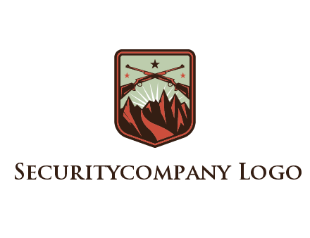 rifles with mountains in badge