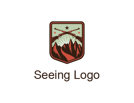 rifles with mountains in badge