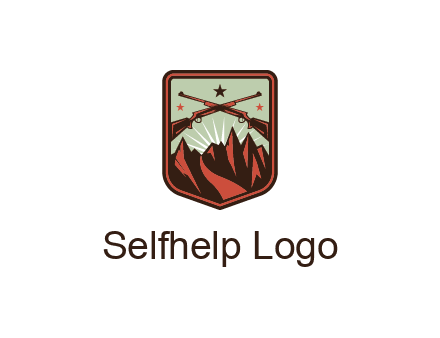 rifles with mountains in badge