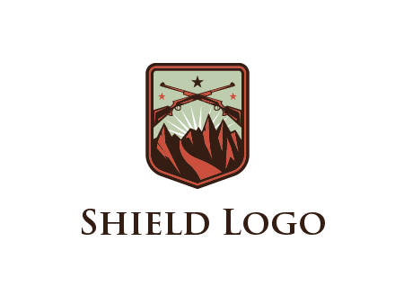 rifles with mountains in badge