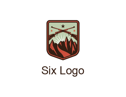 rifles with mountains in badge