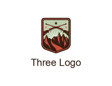 rifles with mountains in badge