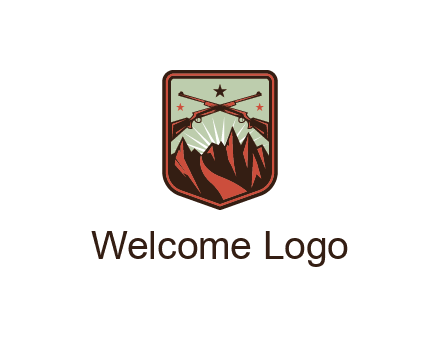 rifles with mountains in badge