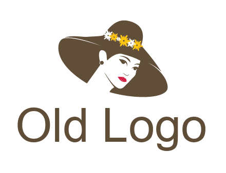 head of woman wearing flowers on fancy hat fashion logo icon