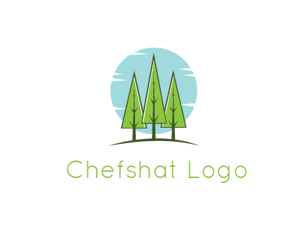 circle behind trees