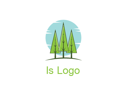 circle behind trees