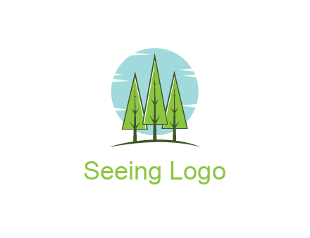 circle behind trees
