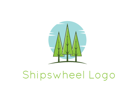 circle behind trees