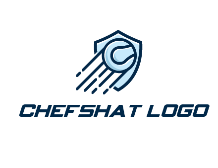 shield behind ball with lines