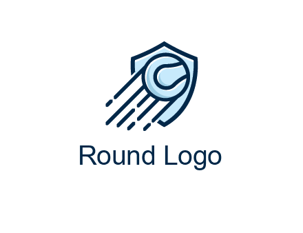 shield behind ball with lines