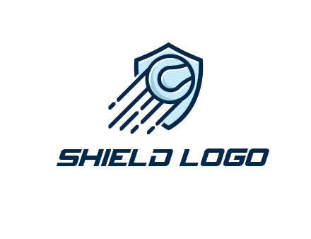 shield behind ball with lines