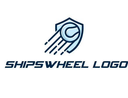 shield behind ball with lines