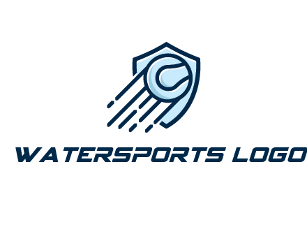 shield behind ball with lines