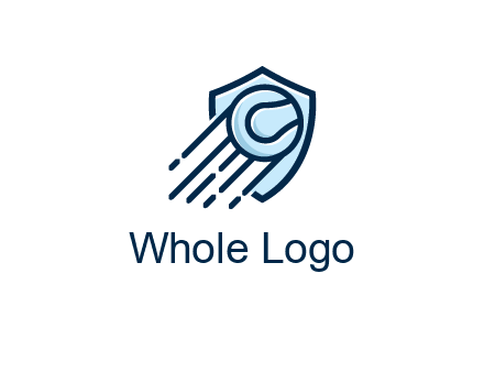 shield behind ball with lines