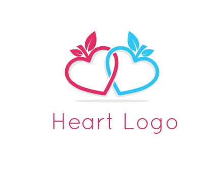 line art hearts with leaves interlocked with eachother