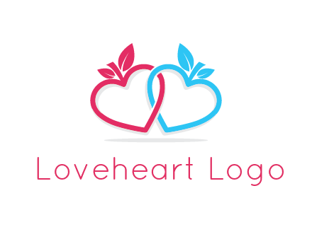 line art hearts with leaves interlocked with eachother