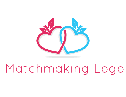 line art hearts with leaves interlocked with eachother
