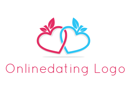 line art hearts with leaves interlocked with eachother