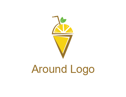 lemon with leaves and straw on cone