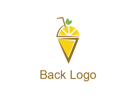 lemon with leaves and straw on cone