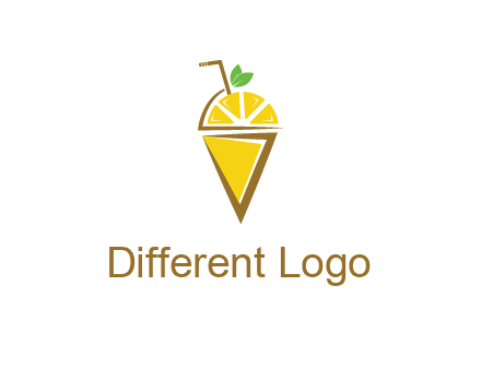 lemon with leaves and straw on cone