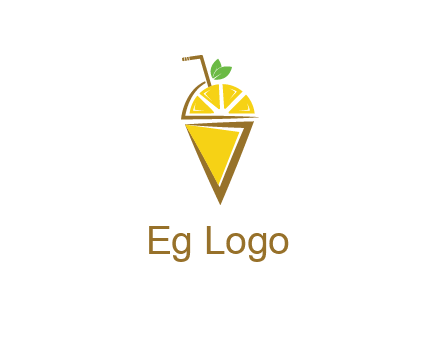 lemon with leaves and straw on cone