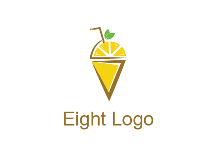 lemon with leaves and straw on cone