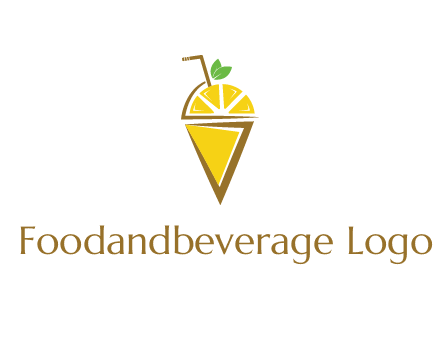lemon with leaves and straw on cone