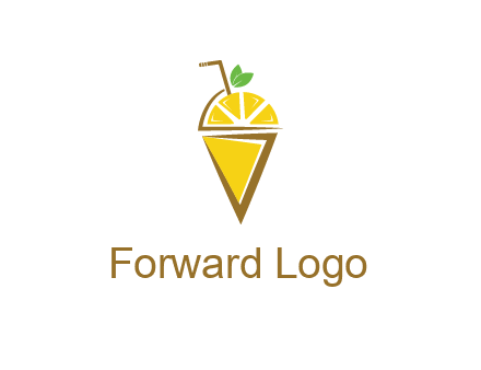 lemon with leaves and straw on cone