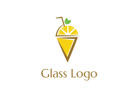 lemon with leaves and straw on cone