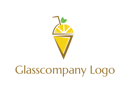 lemon with leaves and straw on cone
