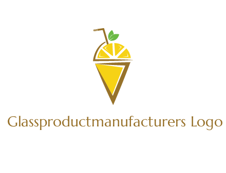lemon with leaves and straw on cone