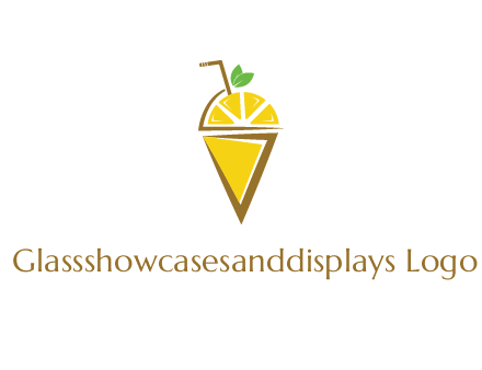 lemon with leaves and straw on cone