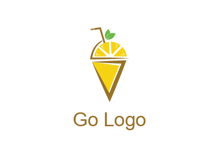 lemon with leaves and straw on cone