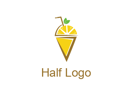 lemon with leaves and straw on cone