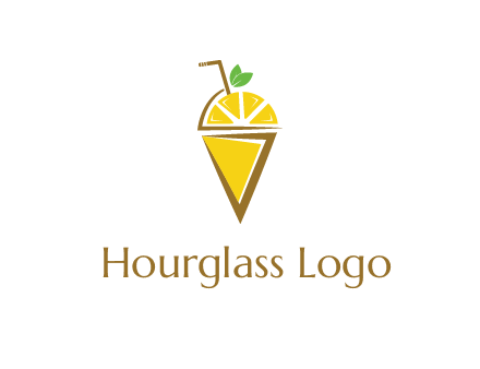 lemon with leaves and straw on cone