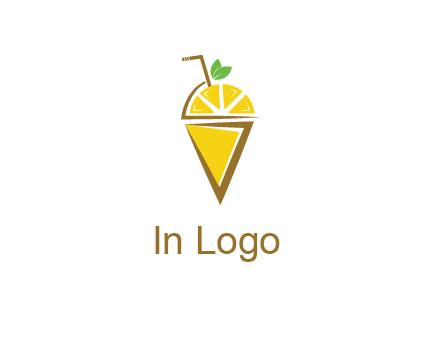 lemon with leaves and straw on cone